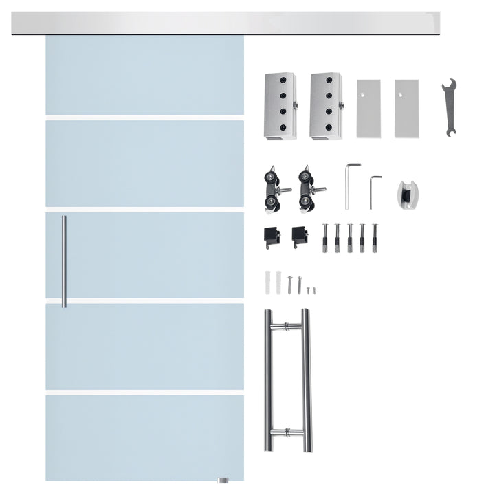 Portas de Correr de Vidro com 4 Listas-Instalação sem Obras-Medidas 205x102,5 cm