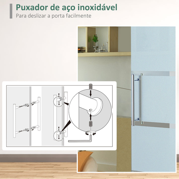 Portas de Correr de Vidro com 4 Listas-Instalação sem Obras-Medidas 205x102,5 cm