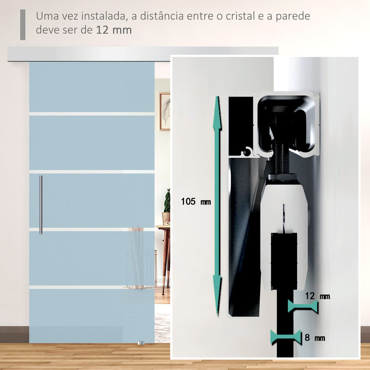 Portas de Correr de Vidro com 4 Listas-Instalação sem Obras-Medidas 205x102,5 cm