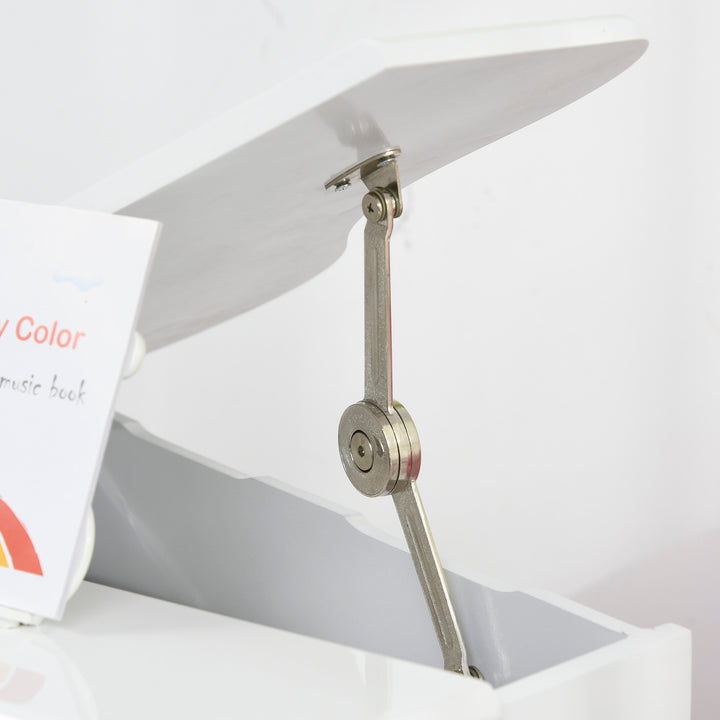 Mini piano infantil com banco 30 teclas com suporte para partitura 52x50x49 cm Branco