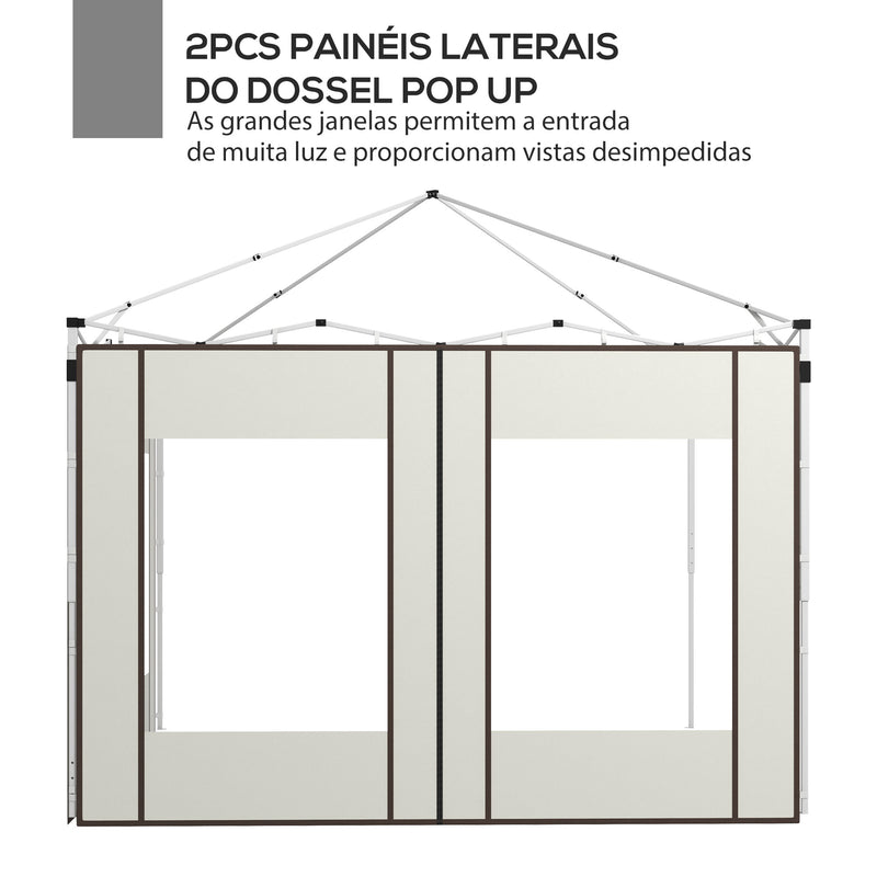 Paredes Laterais para Tenda de 2 Painéis 295x195 cm Paredes Laterais de Substituição em Tecido Oxford com 2 Janelas para Tendas de 6x3 m 3x3 m Creme