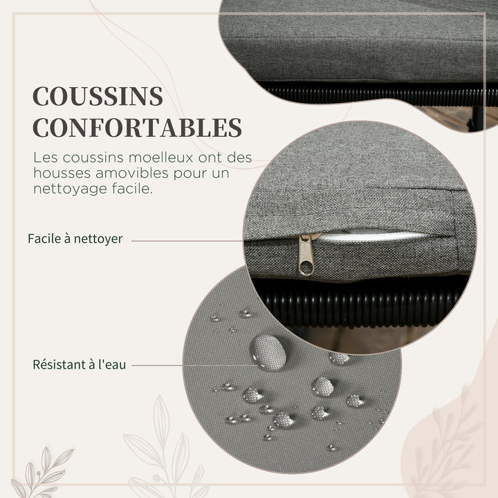 Conjunto de Jardim de Vime Sintético Conjunto de Móveis de Exterior de Vime com 5 Peças Mesa Quadrada e 4 Cadeiras Almofadas Preto e Madeira