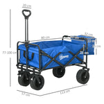 Carrinho de Transporte com Bolsa Térmica Removível Carrinho Dobrável com Alça Ajustável e Bolsa de Transporte Capacidade 100 kg para Campismo Praia 113x57x77-100 cm Azul