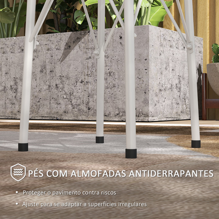 Mesa de Jardim Redonda Mesa de Varanda Ø40x50 cm com Pés Ajustáveis e Estrutura em Forma de X Mesa para Exterior e Interior Branco