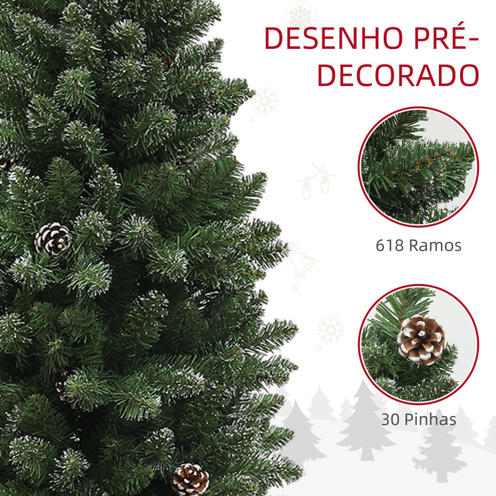 Árvore de Natal 180 cm Árvore de Natal Artificial com 618 Ramos e Suporte de Metal Árvore de Natal para Sala de Estar Interior Verde