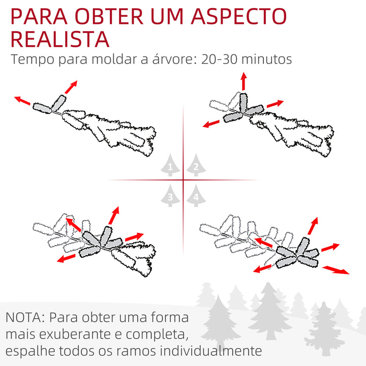 Árvore de Natal 180 cm Árvore de Natal Artificial com 618 Ramos e Suporte de Metal Árvore de Natal para Sala de Estar Interior Verde