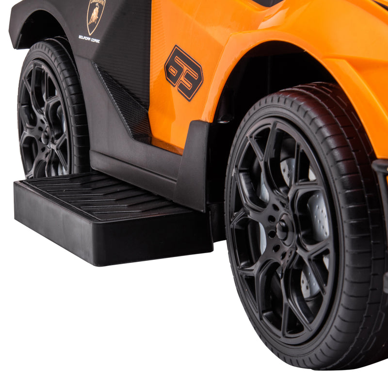 Carro Andador 2 em 1 para Crianças 12-36 Meses Lamborghini Essenza SCV2 Carro Andador com Buzina Guiador e Grade de Segurança Removível 86,5x40x89,5cm Laranja