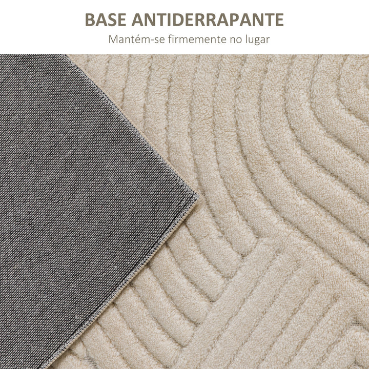Tapete Sala de Estar 160x230 cm Tapete Pelo Curto Estilo Moderno Base Antiderrapante Tecida à Máquina Tapete para Sala de Estar Quarto Sala de Jantar Creme