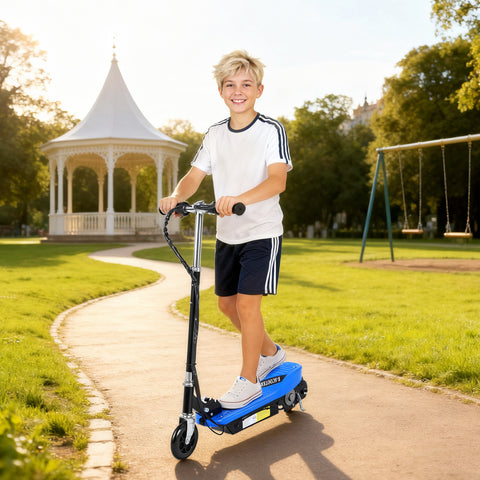 Trotinete Eléctrico Tipo Scooter com Guiador Ajustável – Cor Azul - 78x37x91-99 cm