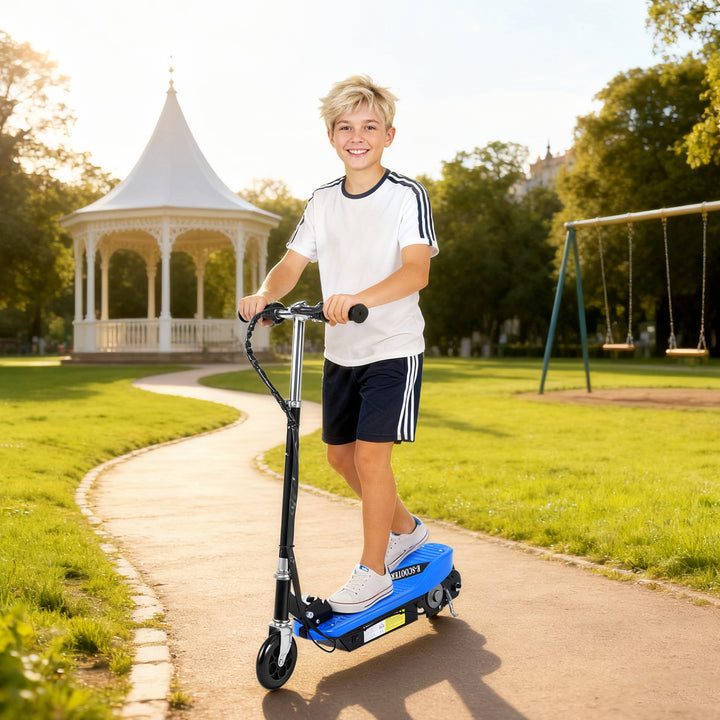 Trotinete Eléctrico Tipo Scooter com Guiador Ajustável – Cor Azul - 78x37x91-99 cm