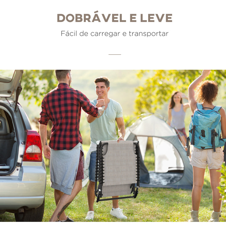 Espreguiçadeira dobrável Espreguiçadeira de praia ajustável com encosto ajustável Fácil de transportar para Praia Piscina 197x58x76cm cor Creme Branco