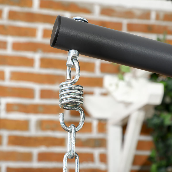 Poltrona Suspensa de Vime Poltrona Suspensa Dobrável com 2 Almofadas e Estrutura de Aço Capacidade 100 kg para Uso Interior e Exterior 100x131x194 cm Cinza Escuro