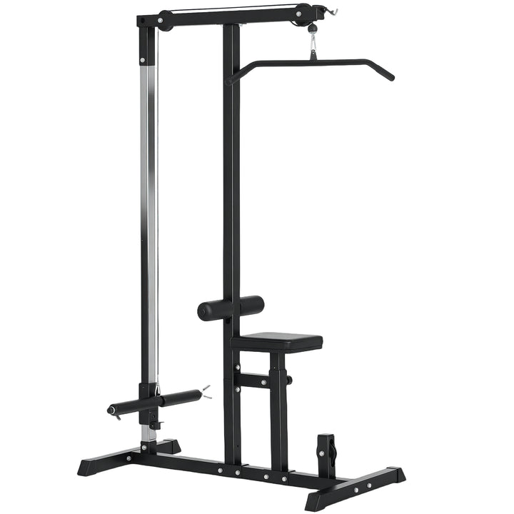 Máquina de Musculação Estação de Treinamento com Poleia e Assento Ajustável em Altura para Treinamento em Casa Academia Escritório Carga Máxima 100kg 107x120x190cm Preto
