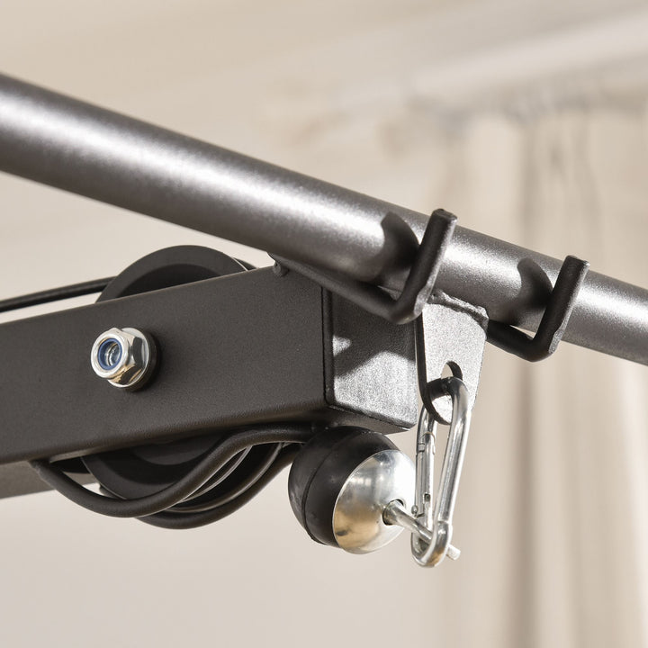 Máquina de Musculação Estação de Treinamento com Poleia e Assento Ajustável em Altura para Treinamento em Casa Academia Escritório Carga Máxima 100kg 107x120x190cm Preto