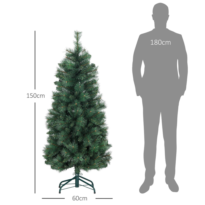 Árvore de Natal 150 cm Árvore de Natal Artificial com 354 Ramos e Suporte de Metal Árvore de Natal para Sala Interior Verde