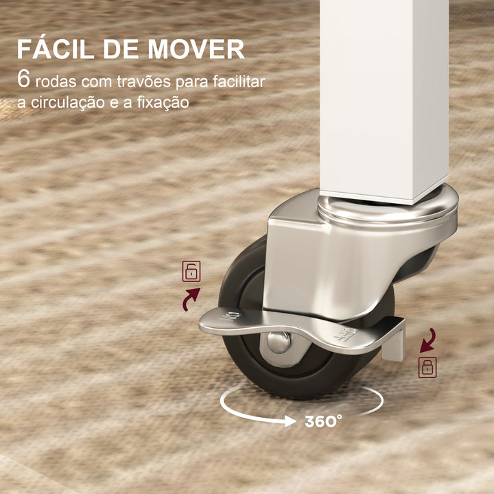 Mesa Dobrável de Cozinha para 4-6 Pessoas Mesa de Sala de Jantar Dobrável com Rodas e Laterais Dobráveis Mesa para Cozinha 120x80x73 cm Branco