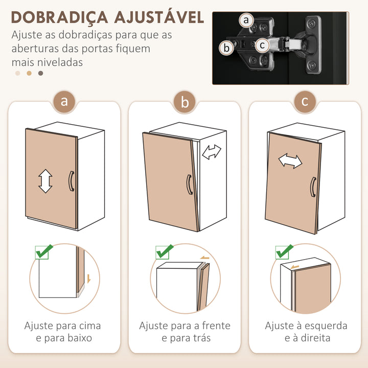 Armário de Cozinha Armário de Armazenamento Cozinha com 4 Portas e Prateleiras Ajustáveis Anti-Tombo 60x30x170,5 cm Preto