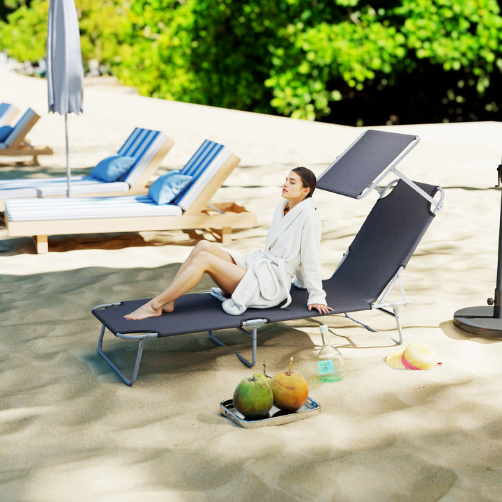 Espreguiçadeira Dobrável Cinzento Oxford Ferro 187x58x27 cm