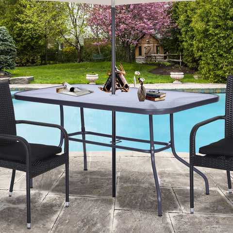 Mesa de exterior retangular com furo 140x80x70cm Cinza carvão
