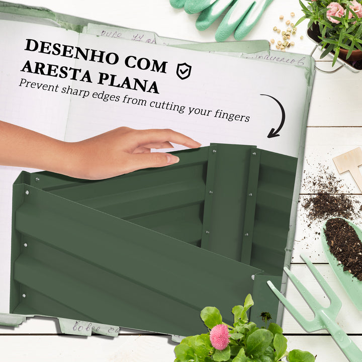 OutsunnyFloreira Grande para Exterior em Aço Galvanizado com Treliça para Plantas Trepadoras e Base Aberta para Pátio Terraço ou Varanda 61x61x140 cm Verde