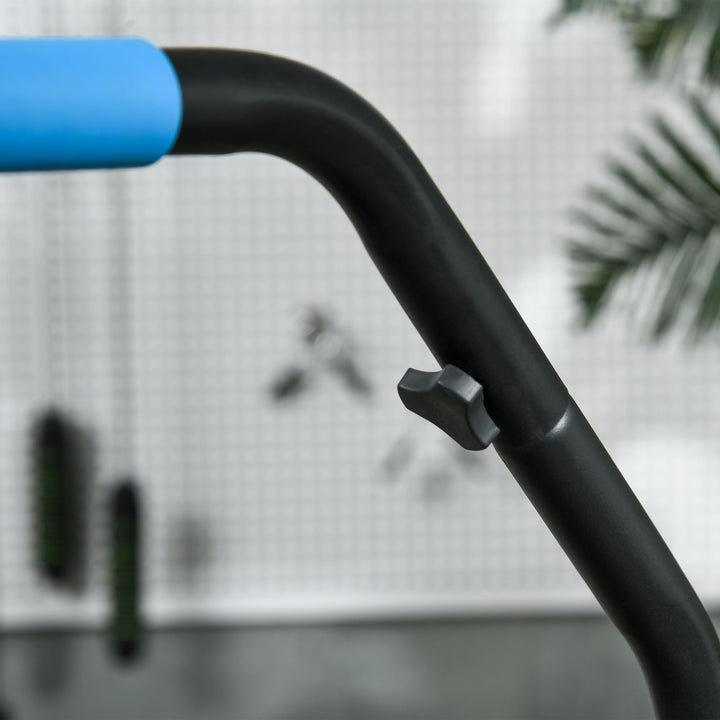 Trampolim Fitness Ø102 Trampolim Dobrável com Pega Ajustável em 4 Níveis Estrutura de Aço para Treino de Pernas Corpo em Casa Escritório Ginásio Azul