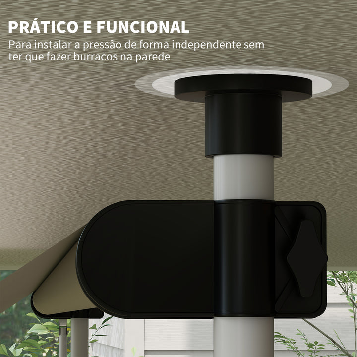 Toldo Portátil Pátio Varanda 3x1,5m Toldo Manual Dobrável de Alumínio Altura Regulável com Manivela para Terraço Jardim Bege