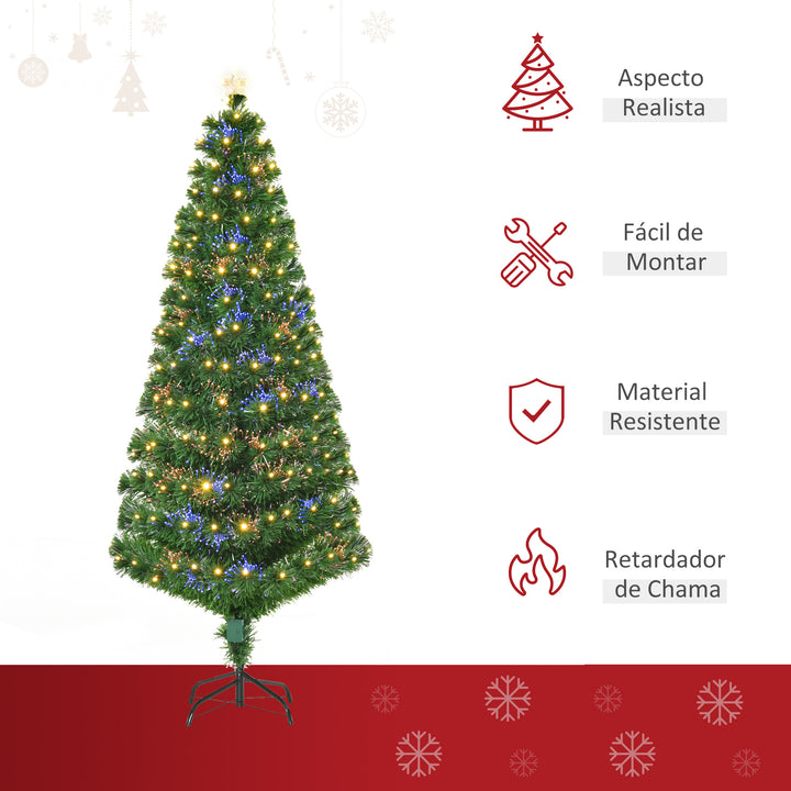 Árvore de Natal 180cm Artificial Árvore com Suporte Metálico Luzes LED Multicores