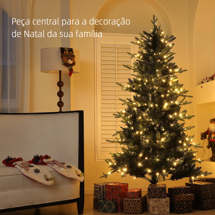 Árvore de Natal 180 cm Árvore de Natal Artificial com 350 Luzes LED 726 Ramos e Suporte de Aço Decoração de Natal para Sala de Estar Interior Ø114x180 cm Verde