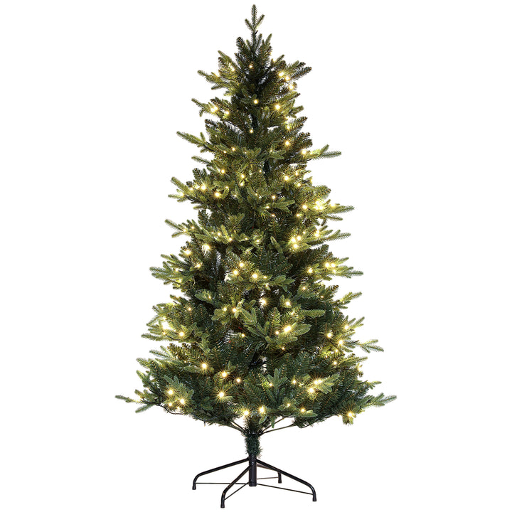 Árvore de Natal 180 cm Árvore de Natal Artificial com 350 Luzes LED 726 Ramos e Suporte de Aço Decoração de Natal para Sala de Estar Interior Ø114x180 cm Verde