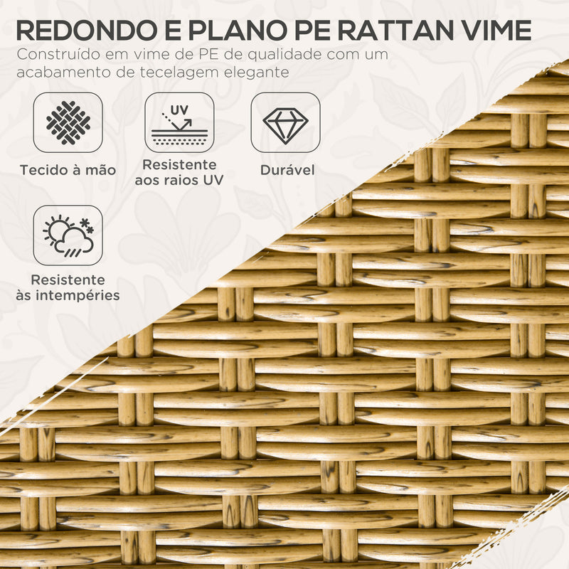 Conjunto de Refeição de Vime Sintético Conjunto de Móveis de Exterior de Vime de 7 Peças Inclui 6 Cadeiras com Almofadas e Mesa de Vidro Temperado Natural