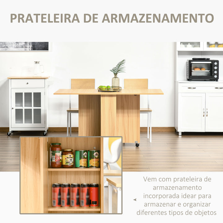 Mesa Sala de Jantar Dobrável com Rodas Mesa Auxiliar 3 Formas Madeira