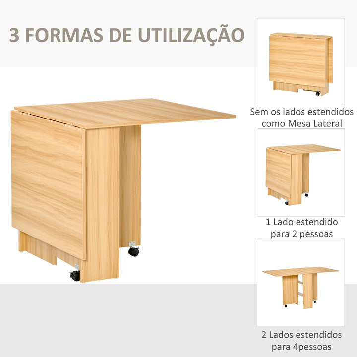 Mesa Sala de Jantar Dobrável com Rodas Mesa Auxiliar 3 Formas Madeira