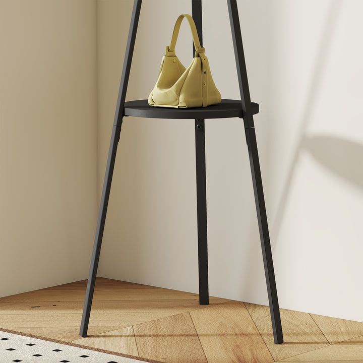 Cabide de pé Metálico para pendurar sacos roupa 9 ganchos com prateleira Forma de árvore Cabide Vintage 45x45x180cm