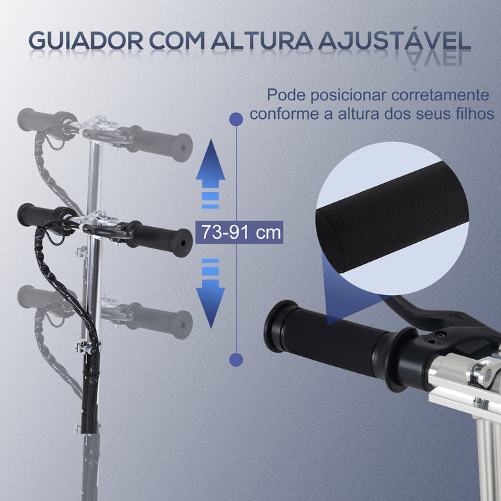 Trotinete Elétrica Criança De 7-14 Anos Dobrável Guiador Ajustável 12km/h Bateria Recarregável Carga 50kg Vermelho