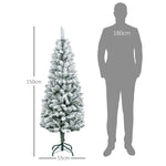 Árvore de Natal 150 cm Árvore de Natal Artificial Coberta de Neve com 317 Ramo e Suporte de Metal Árvore Natalícia para Sala Interior Verde