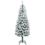 Árvore de Natal 150 cm Árvore de Natal Artificial Coberta de Neve com 317 Ramo e Suporte de Metal Árvore Natalícia para Sala Interior Verde