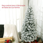 Árvore de Natal 150 cm Árvore de Natal Artificial Coberta de Neve com 317 Ramo e Suporte de Metal Árvore Natalícia para Sala Interior Verde