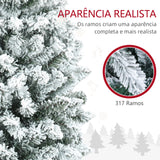 Árvore de Natal 150 cm Árvore de Natal Artificial Coberta de Neve com 317 Ramo e Suporte de Metal Árvore Natalícia para Sala Interior Verde