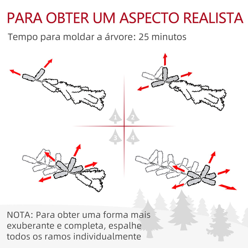 Árvore de Natal 150 cm Árvore de Natal Artificial Coberta de Neve com 317 Ramo e Suporte de Metal Árvore Natalícia para Sala Interior Verde