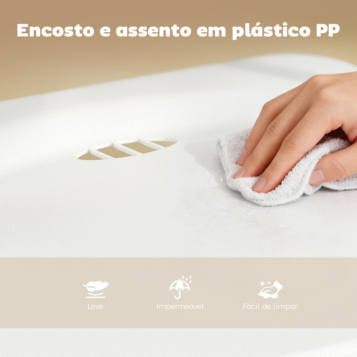 Conjunto de 6 Cadeiras Dobráveis de Plástico e Aço Cadeiras Dobráveis com Encosto Curvo Assento Côncavo com Ventilação Para Espaços Pequenos Sala de Estar Sala de Jantar Cozinha 48,5x47x75 cm Branco
