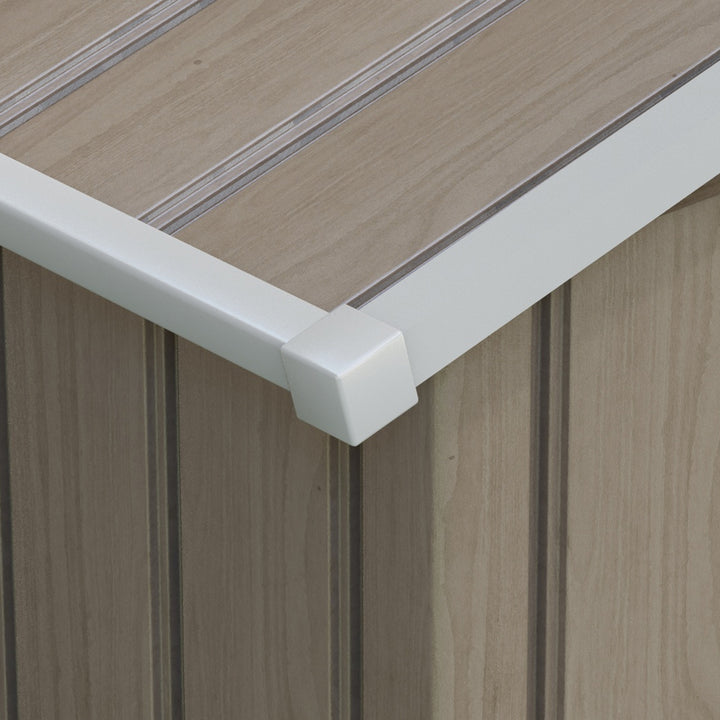 Abrigo de Jardim 213x130x185 cm Abrigo de Jardim Metálico de Exterior para Armazenamento de Ferramentas com 2 Portas Deslizantes e 4 Janelas para Terraço Madeira