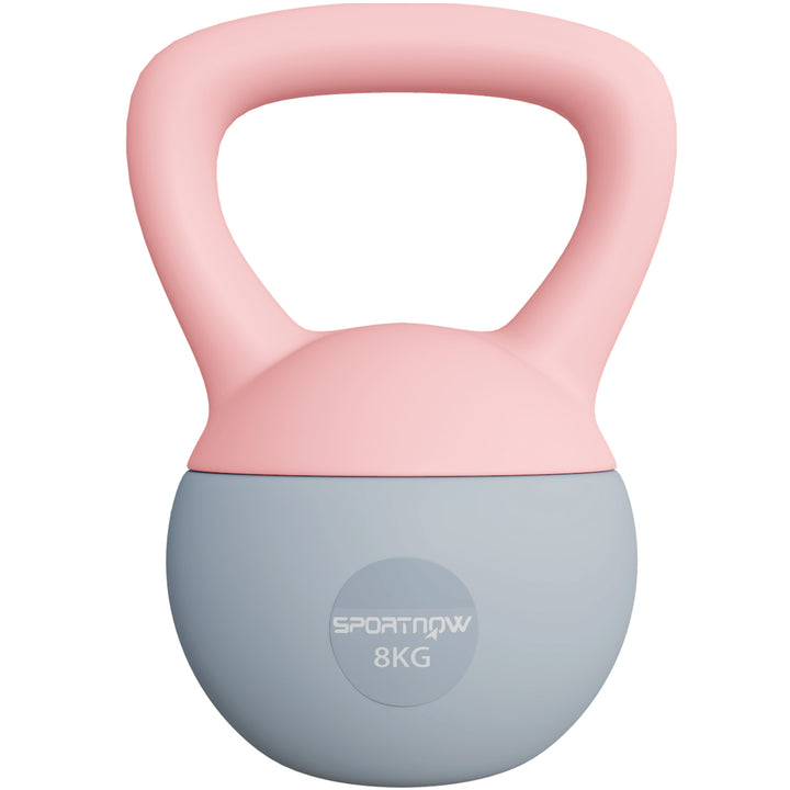 Kettlebell de 8 kg Pesa Russa Preenchida de Areia Metálica e Alça Antiderrapante para Treino de Musculação em Casa Ginásio Ø19x28 cm Rosa