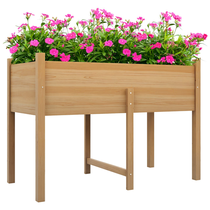 Mesa de Cultivo de Madeira Horta Elevada 115x55x80 cm com Tecido não Tecido para Cultivo de Plantas Verduras Flores Madeira