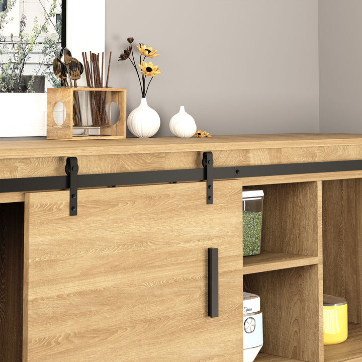 Ferragens para Porta Corredeira 200cm Kit de Acessórios para Porta Corredeira de Madeira com 2 Trilhos de Aço Carga Máxima 40kg Preto