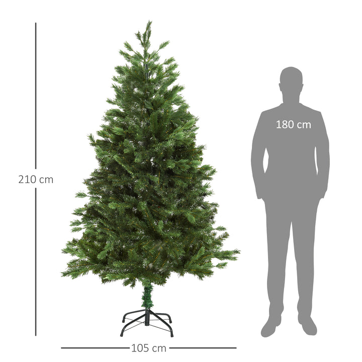 Árvore Artificial de Natal com Base Dobrável 934 Galhos PE e PVC Árvore de Natal Decorativa para Exterior Interior Ø105x210cm Verde