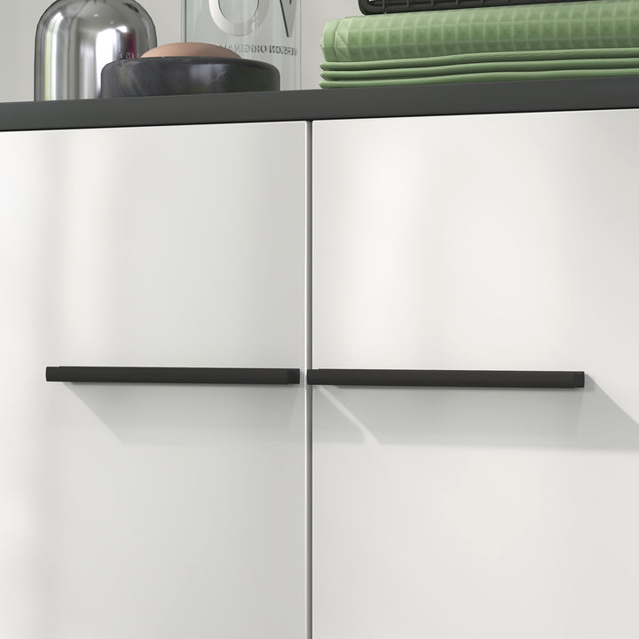 Armário Casa de Banho Móvel Auxiliar Casa de Banho com Portas Prateleiras Ajustáveis e Sistema Anti-Tombo 60x34x94 cm Branco