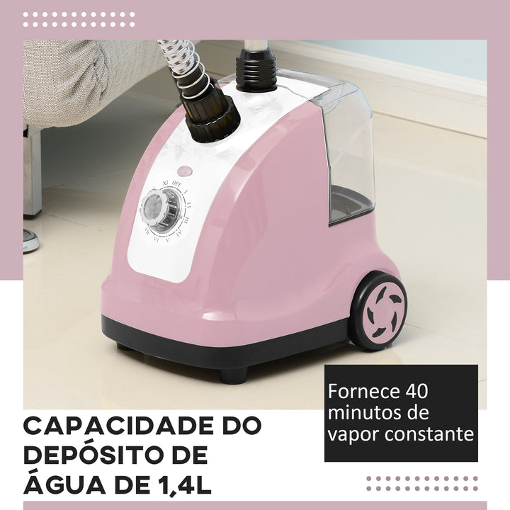 Ferro de Engomar a Vapor com Depósito de 1,4 L e Temperatura Ajustável em 11 Níveis Ferro de Engomar a Vapor Vertical 26x21,5x146 cm Rosa