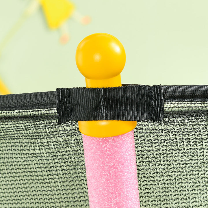 Trampolim para Crianças acima de 3 Anos Cama Elástica Infantil com Rede de Segurança e Estrutura de Aço para Interiores e Exteriores Carga 50kg Ø163,5x190 cm Rosa