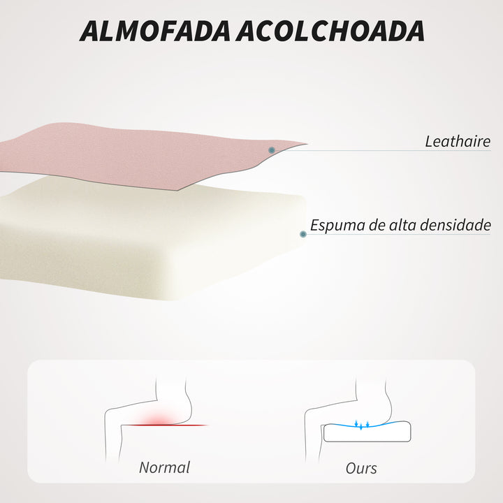 Cadeira de Escritório com Encosto Alto Cadeira para Secretária com Altura Ajustável Apoios de Braços Função Inclinável e Rodas em PU 61x62x106-116 cm Rosa