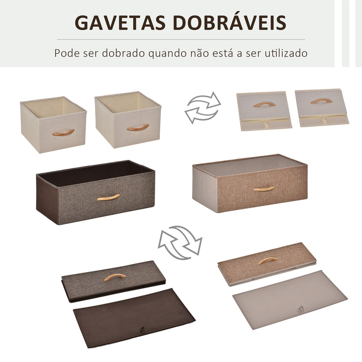 Cómoda de Tecido com 4 Cestos Removíveis e Dobráveis Base Elevada Móvel de Armazenamento para Dormitório Sala de Estar 58x29x78,5 cm Multicor